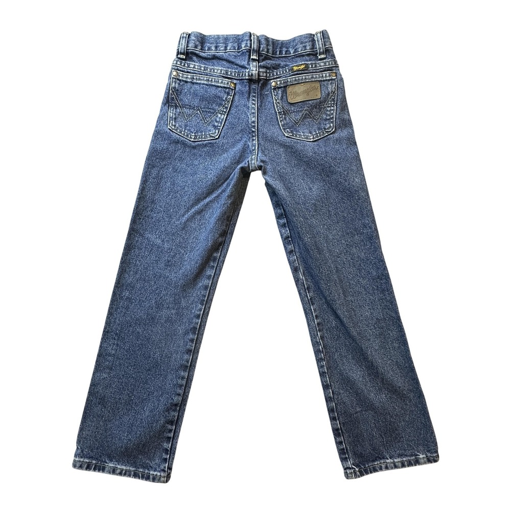 Wrangler Jeans Boys‎ 24 Youth Blue Denim Straight Leg Adjustable Waist Classic